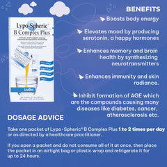 Lypo-Spheric Vitamin B-Complex Plus | Liposomal Technology From Livon-Labs USA - 30 Sachets